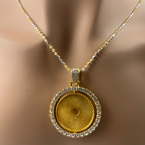 VVS yellow gold vermeil Picture memory pendant, Memory charm spinning two way - Picture 3 of 4